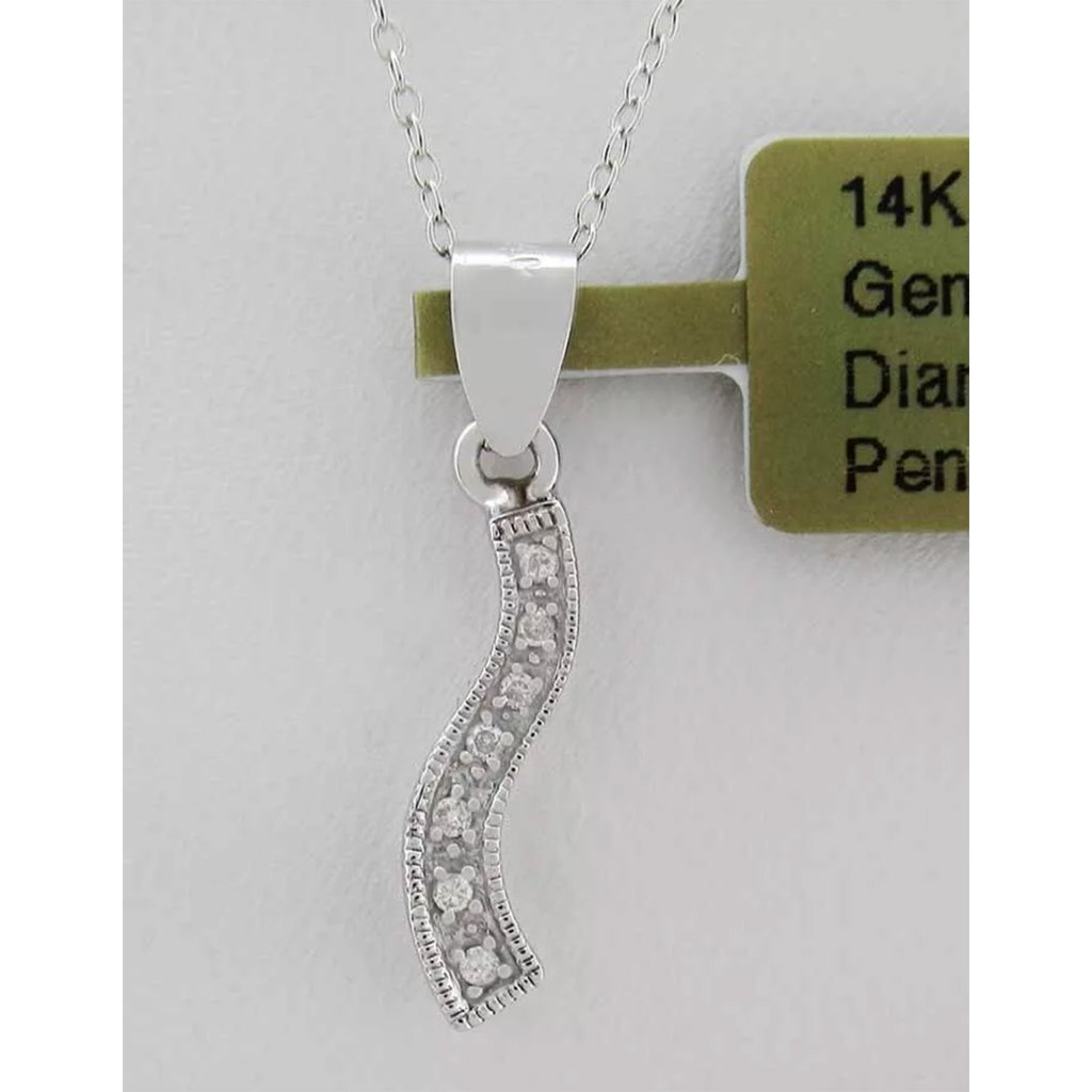 Genuine Diamond Pendant 14k White Gold